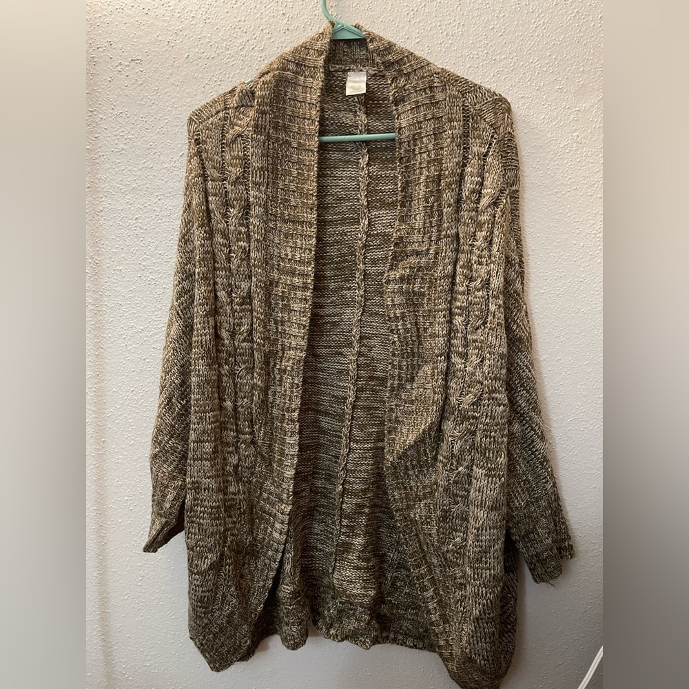 Brown/Tan Knit Sweater/Cardigan Size 1X/2X